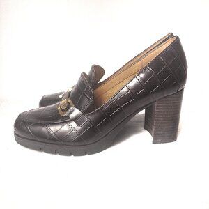 Easy Spirit Mirror Lug Sole Dress Pumps Brown Croco Leather, Chunky NWOB Sz 9M